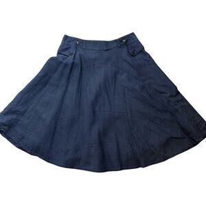 BCBG women's medium dak blue skirt; linen blend,  casual, A line flare, #4144
